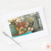 聖フロリアンとバケツ（煙； M 019） 長方形シール (封筒)