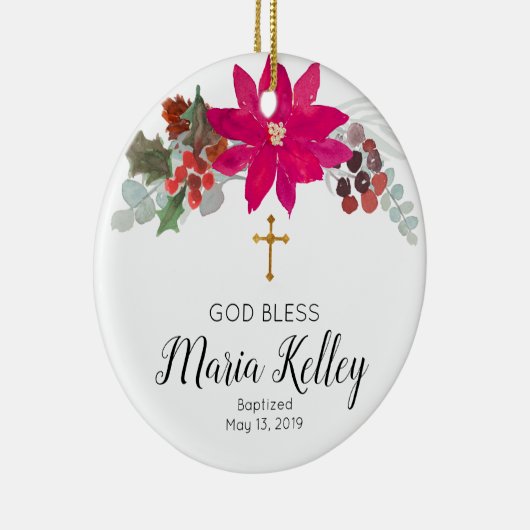 聖フローラパーソナライズされたガールバプテスマオーナメント セラミックオーナメント (右)