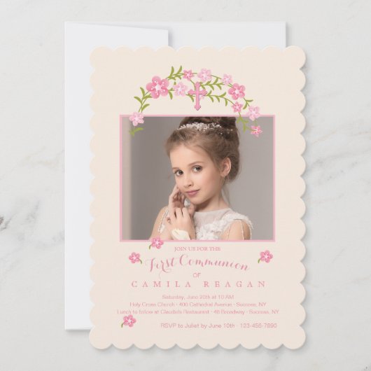 聖フローラ写真宗教招待状 招待状 (正面)