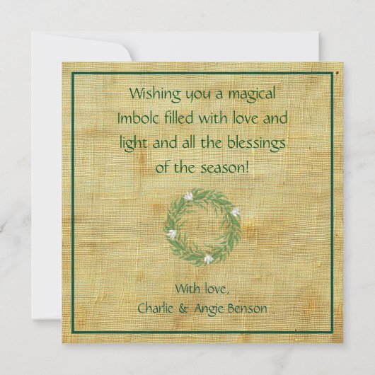 聖ブリギッドのインボルク wreath 議会式 挨拶カード カード (裏面)