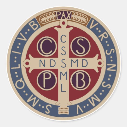 聖ベネディクト勲章ステッカーのシート ラウンドシール (正面)