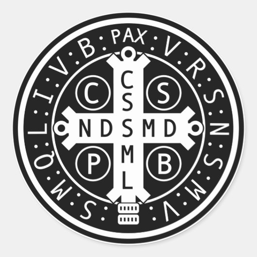 聖ベネディクト勲章ステッカーのシート ラウンドシール (正面)