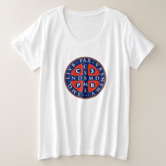 聖ベネディクト勲章デザイン プラスサイズTシャツ (デザイン正面)
