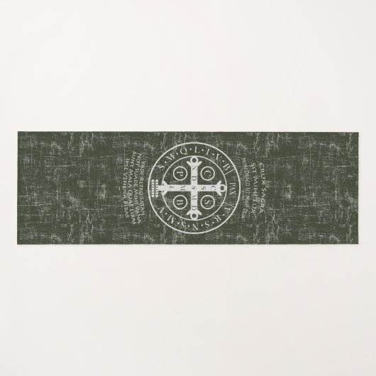 聖ベネディクト勲章ラテン祈りの言葉 ヨガマット (正面(横))