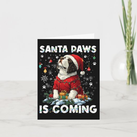 聖ベルナルドクリスマスツリー装飾犬の恋人X カード (正面)