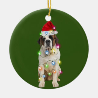 聖ベルナードウィズクリスマススカフツサンタ セラミックオーナメント