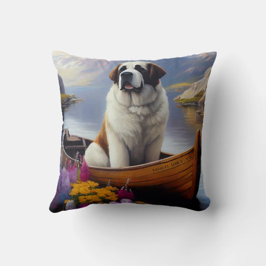 聖ベルナールをパドルに乗せる風光明媚な冒険 クッション (裏面)