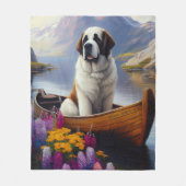 聖ベルナールをパドルに乗せる風光明媚な冒険 フリースブランケット (正面)