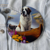 聖ベルナールをパドルに乗せる風光明媚な冒険 缶バッジ (インサイチュ)