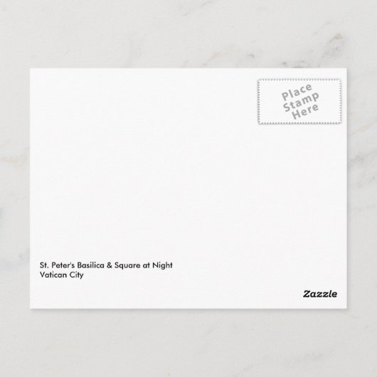 聖ペテロ大聖堂と夜の広場 ポストカード (裏面)