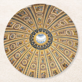 聖ペテロ大聖堂のドーム - イタリア、ローマ、バチカン ラウンドペーパーコースター