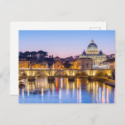 聖ペテロ大聖堂アットナイトローマイタリア ポストカード (正面/裏面)