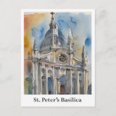 聖ペテロ大聖堂バチカン水彩旅行 ポストカード (正面)