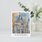 聖ペテロ大聖堂バチカン水彩旅行 ポストカード (スタンド正面)