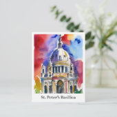 聖ペテロ大聖堂バチカン水彩旅行 ポストカード (スタンド正面)