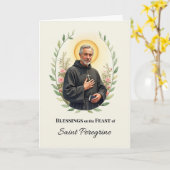 聖ペレグリン饗宴の日恵み水彩花輪 カード (黄色い花)