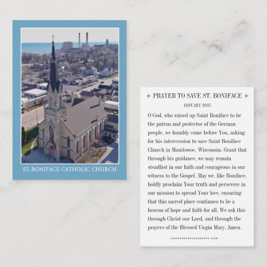 聖ボニフェイスマニトオックカトリック教会祈りの言葉カード プレイスカード (正面/裏面)