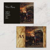 聖マイケルとドラゴン、モノグラム黒 名刺 (正面/裏面)