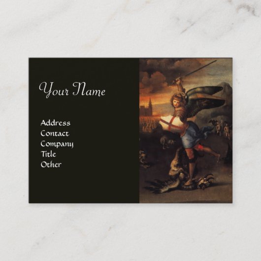 聖マイケルとドラゴン、モノグラム黒 名刺 (正面)