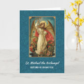 聖マイケル大天使が戦いで我々を守る カード (黄色い花)