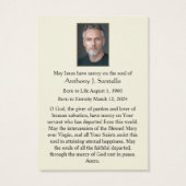 聖マイケル葬儀カトリック記念祈りの言葉カード (裏面)