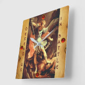 聖マイケル·アルチャンゲル羊皮紙 スクエア壁時計 (傾斜)