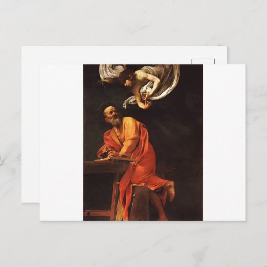 聖マタイのインスピレーション、カラヴァッジョ ポストカード (正面/裏面)