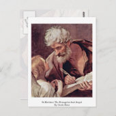 聖マタイ福音伝道者と天使Guido Reni著 ポストカード (正面/裏面)