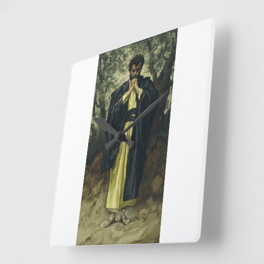 『聖マタイ』（せいマタイ、英: Saint Matthew）- ジェームズ・ティソット作 スクエア壁時計 (傾斜)