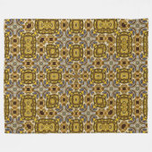 聖マヤ金ゴールドトパーズパターンキルト フリースブランケット (正面(横))