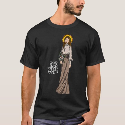 聖マリアゴレッティ純度カトリック聖徒百合記号 Tシャツ (正面)