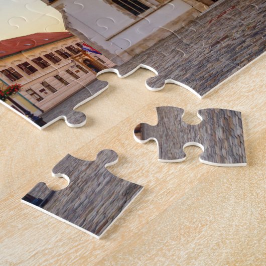 聖マルコ教会とザグレブの日没の広場 ジグソーパズル (側面)