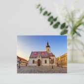 聖マルコ教会とザグレブの日没の広場 ポストカード (スタンド正面)