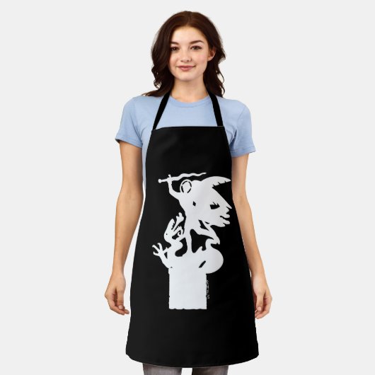 聖ミカエルとドラゴン（白） エプロン (着用した状態)