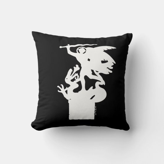 聖ミカエルとドラゴン（白） クッション (正面)