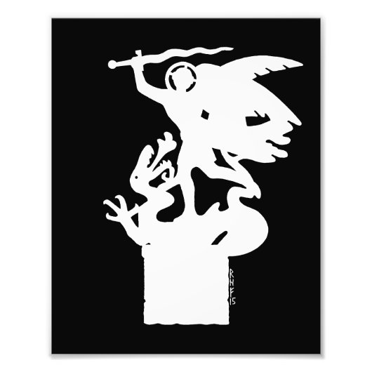 聖ミカエルとドラゴン（白） フォトプリント            (正面)