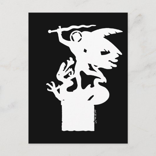 聖ミカエルとドラゴン(白) ポストカード (正面)