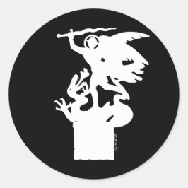 聖ミカエルとドラゴン（白） ラウンドシール