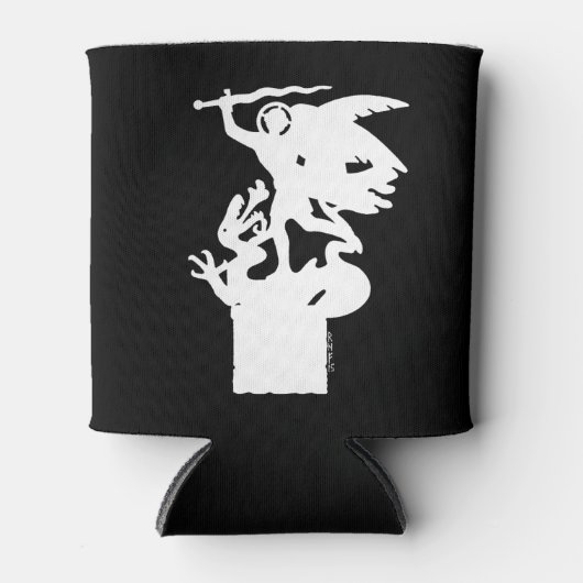 聖ミカエルとドラゴン（白） 缶クーラー (正面)