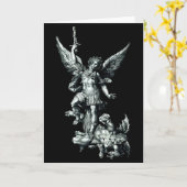 聖ミカエル大天使がサタンを打ち負かすキリスト カード (黄色い花)