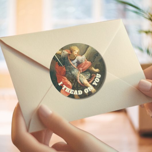 聖ミカエル大天使が聖ミカエルを踏みつける ラウンドシール