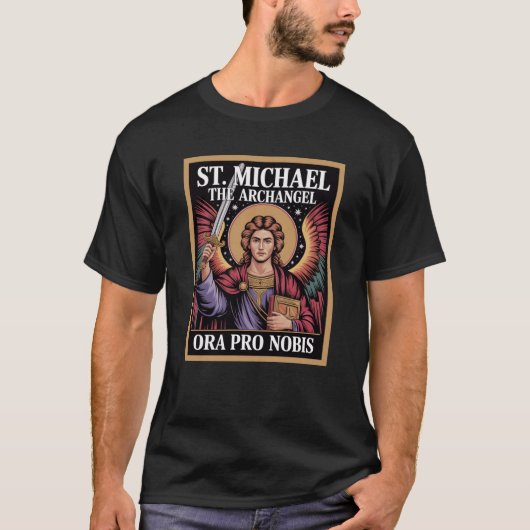 聖ミカエル大天使の祈り守護 Tシャツ (正面)