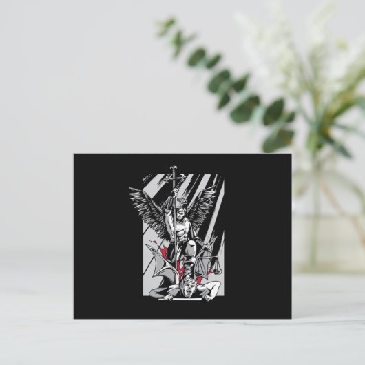 聖ミカエル大天使の邪悪な宗教信仰信者 ポストカード (スタンド正面)