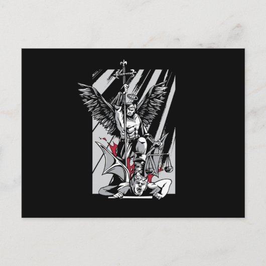 聖ミカエル大天使の邪悪な宗教信仰信者 ポストカード (正面)
