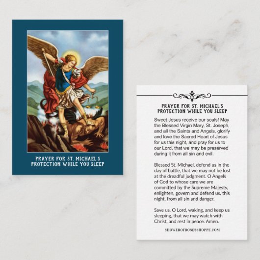 聖ミカエル大天使カトリック保護祈りの言葉 エンクロージャーカード (正面/裏面)