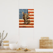 聖ミカエル大天使カトリック聖アメリカ国旗 ポスター (キッチン)