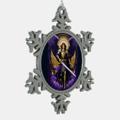 聖ミカエル大天使ローマカトリック スノーフレークピューターオーナメント (左)