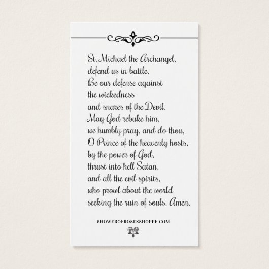 聖ミカエル大天使祈りの言葉聖カード (裏面)
