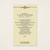 聖ミカエル大天使祈りの言葉聖カード (裏面)