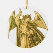 聖ミカエル大天使金ゴールド中世エンジェル セラミックオーナメント (正面)